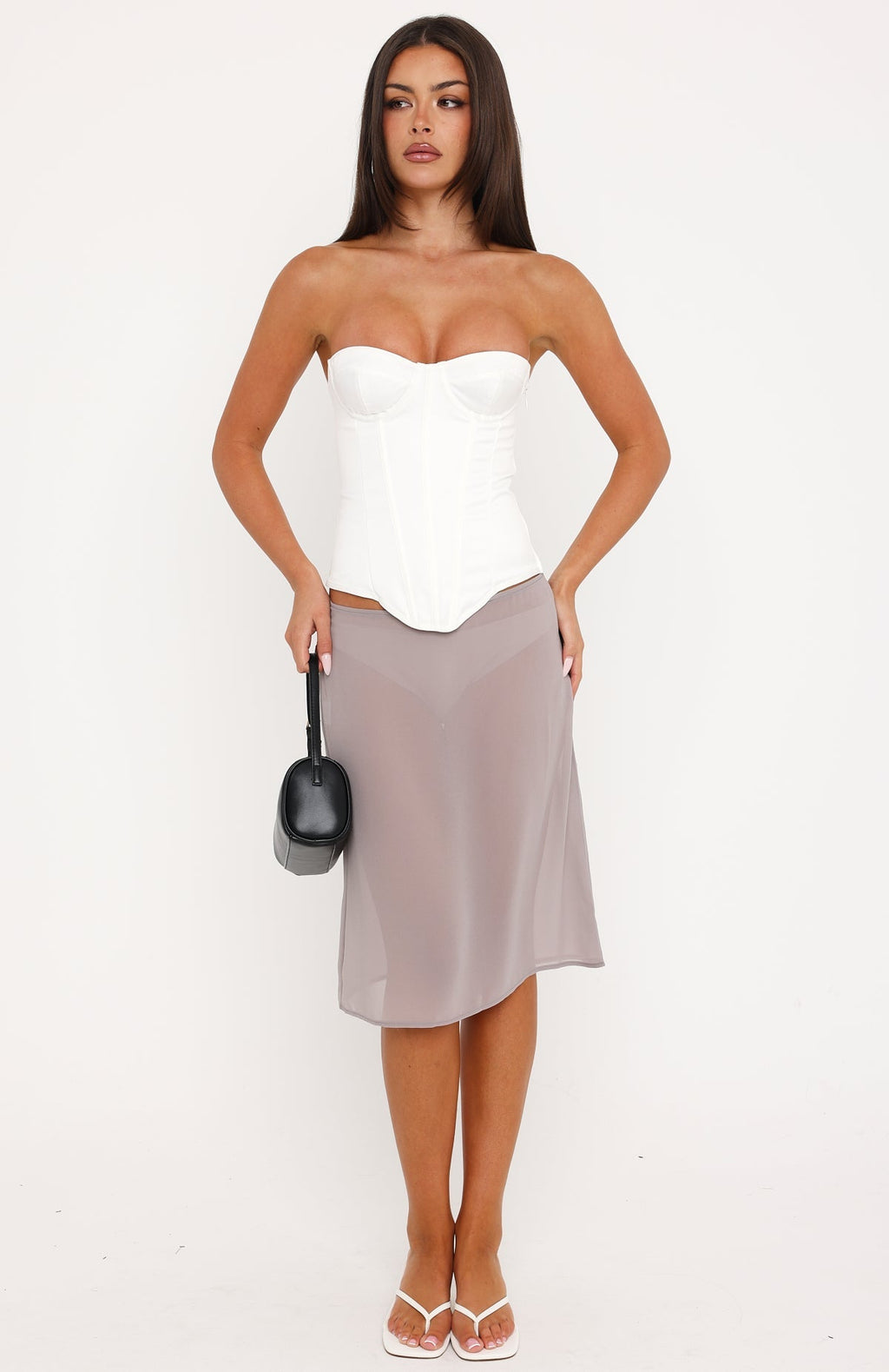 Pixel Romance Midi Skirt Dove