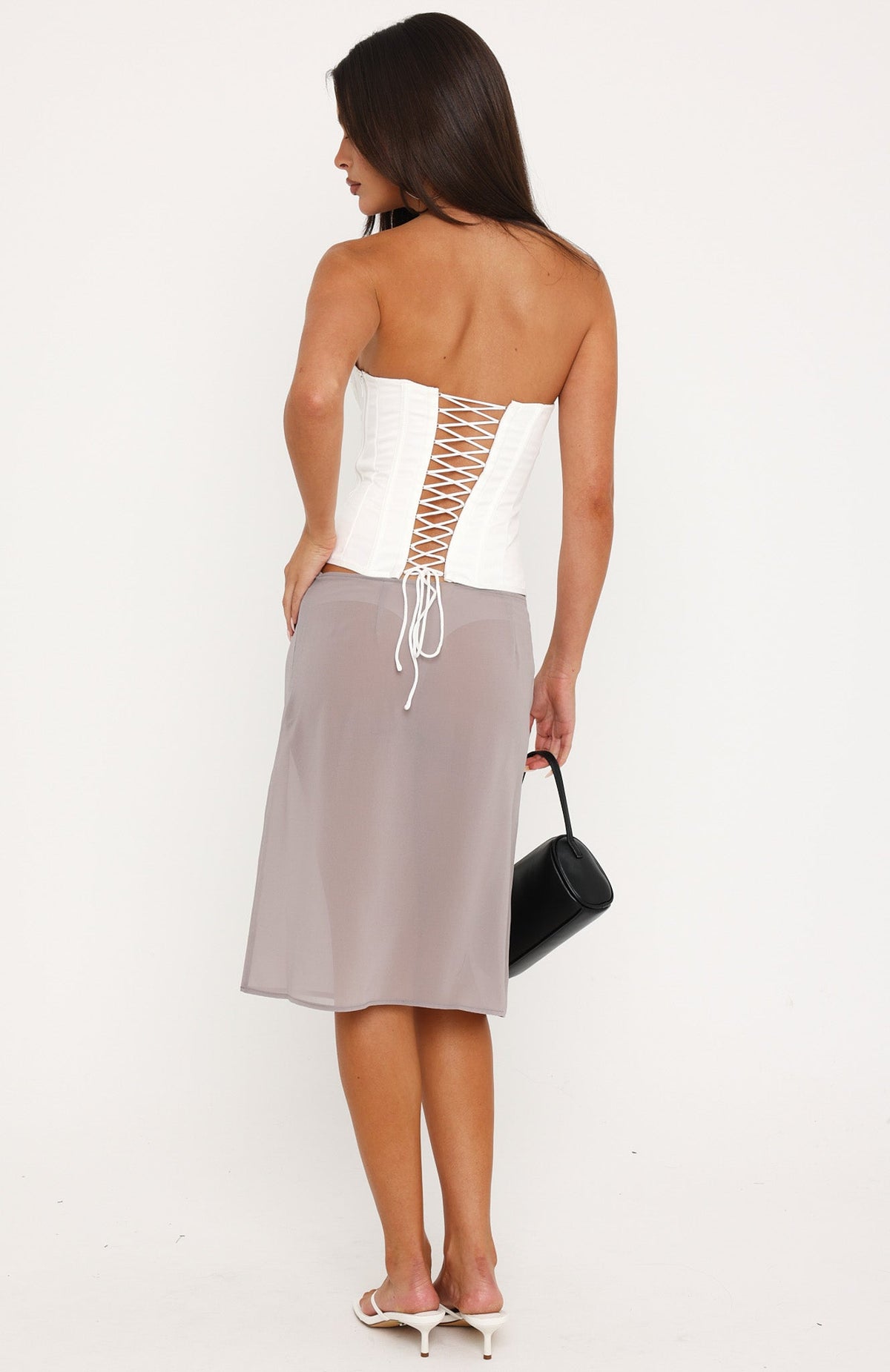 Pixel Romance Midi Skirt Dove