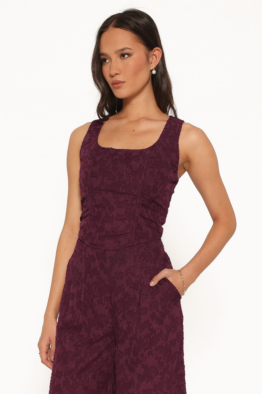 Ada Corset Top - Plum Burnout