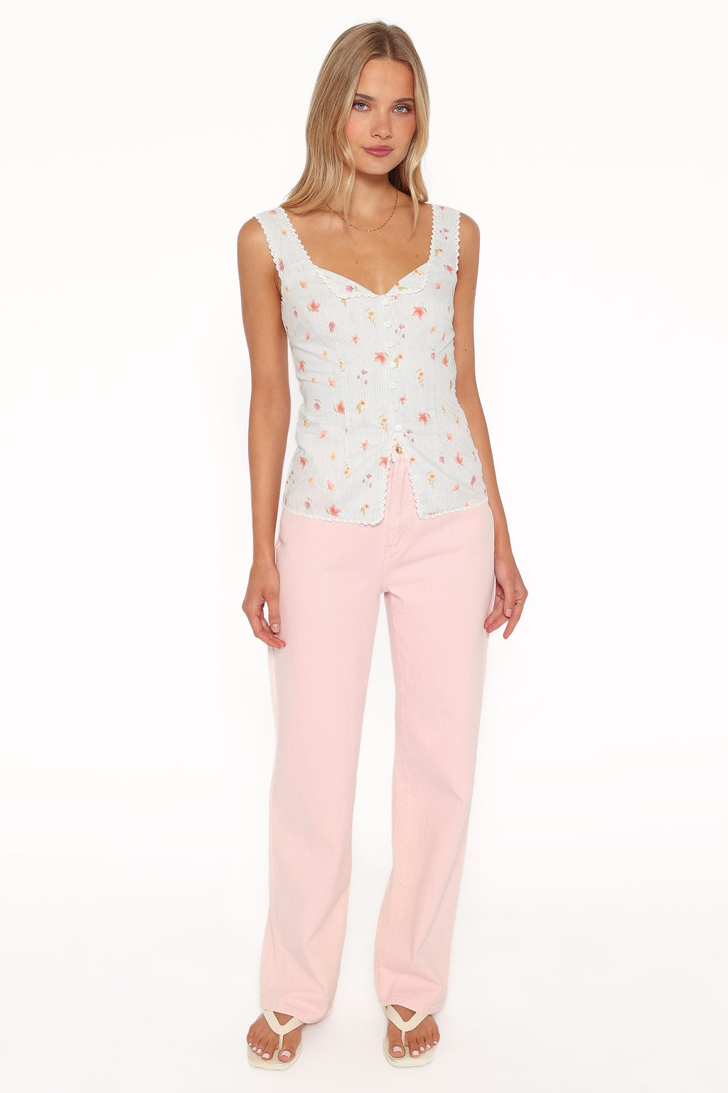 Ana Top - Blue Garden Stripe