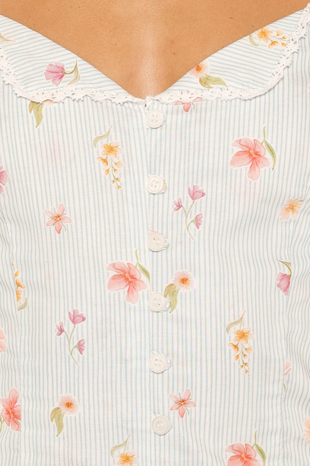 Ana Top - Blue Garden Stripe