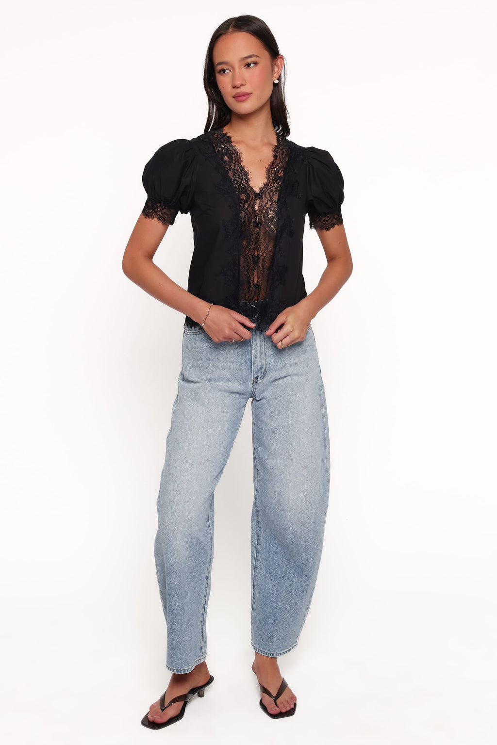 Bilson Lace Trim Top - Black