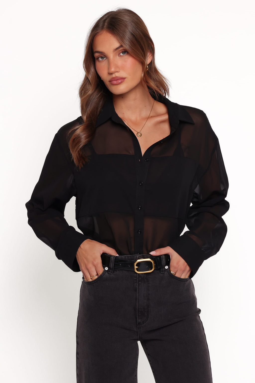 Lee Sheer Panel Shirt - Black