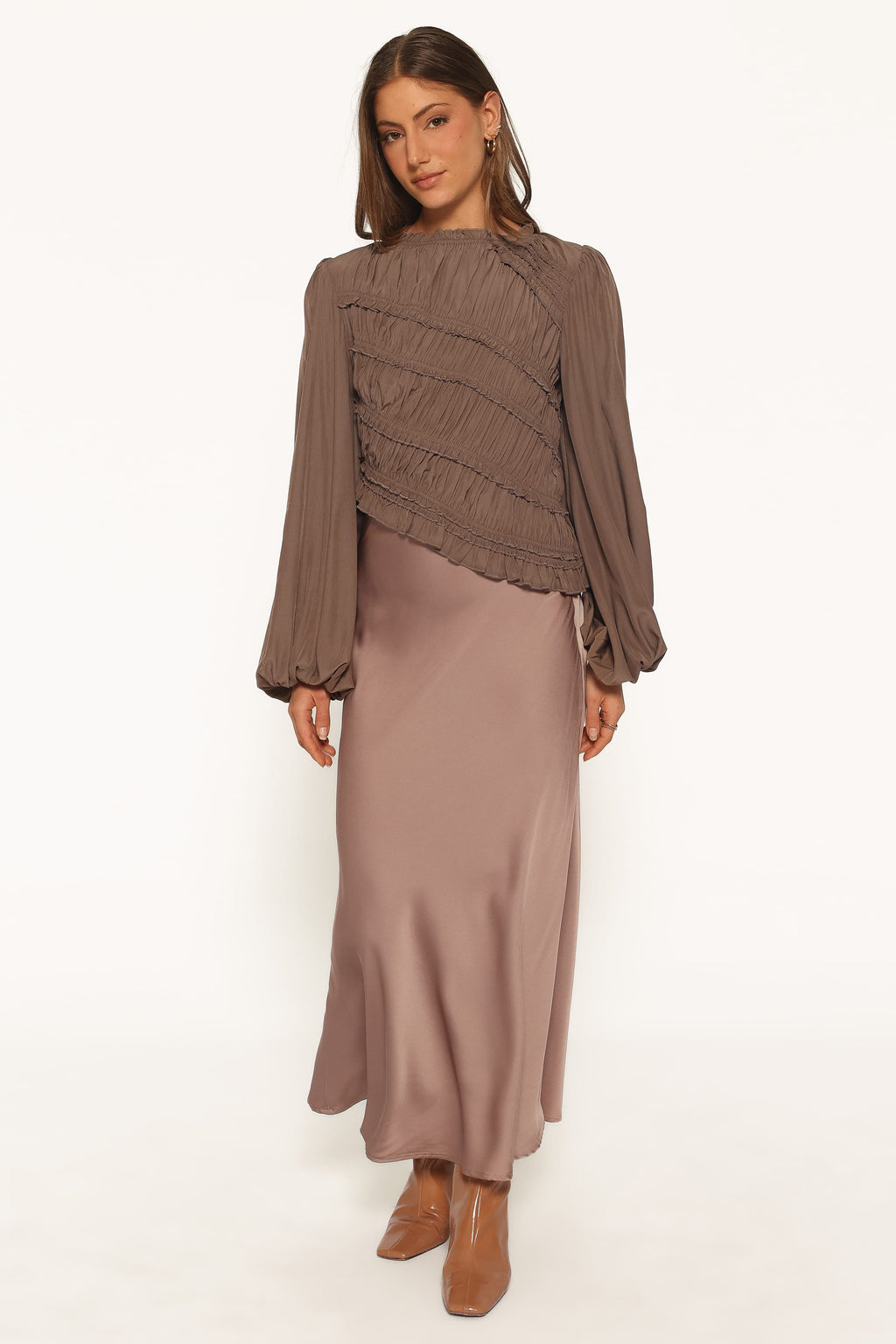 Romee Ruched Top - Brown