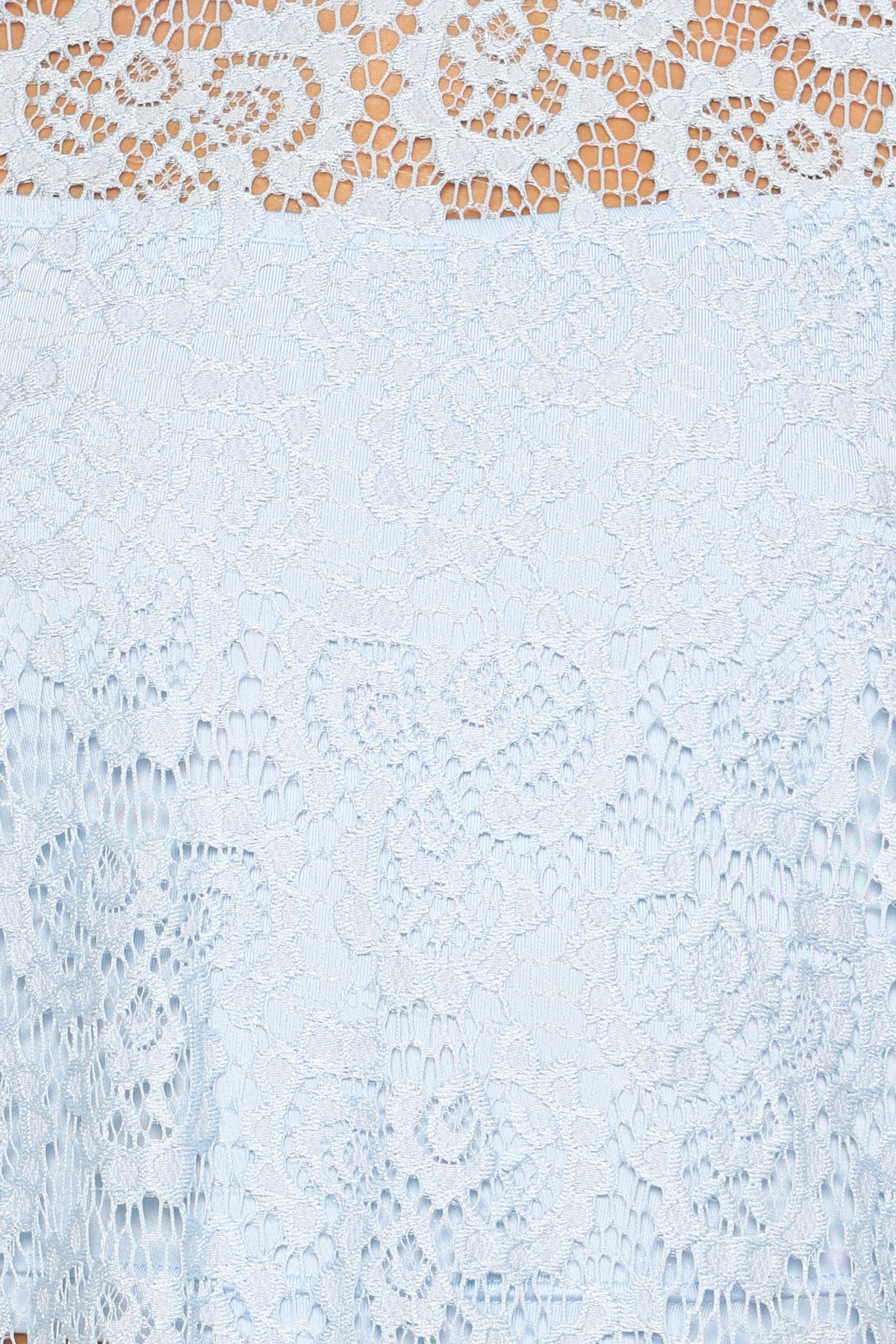 Tia Sheer Lace Tee Top - Light Blue