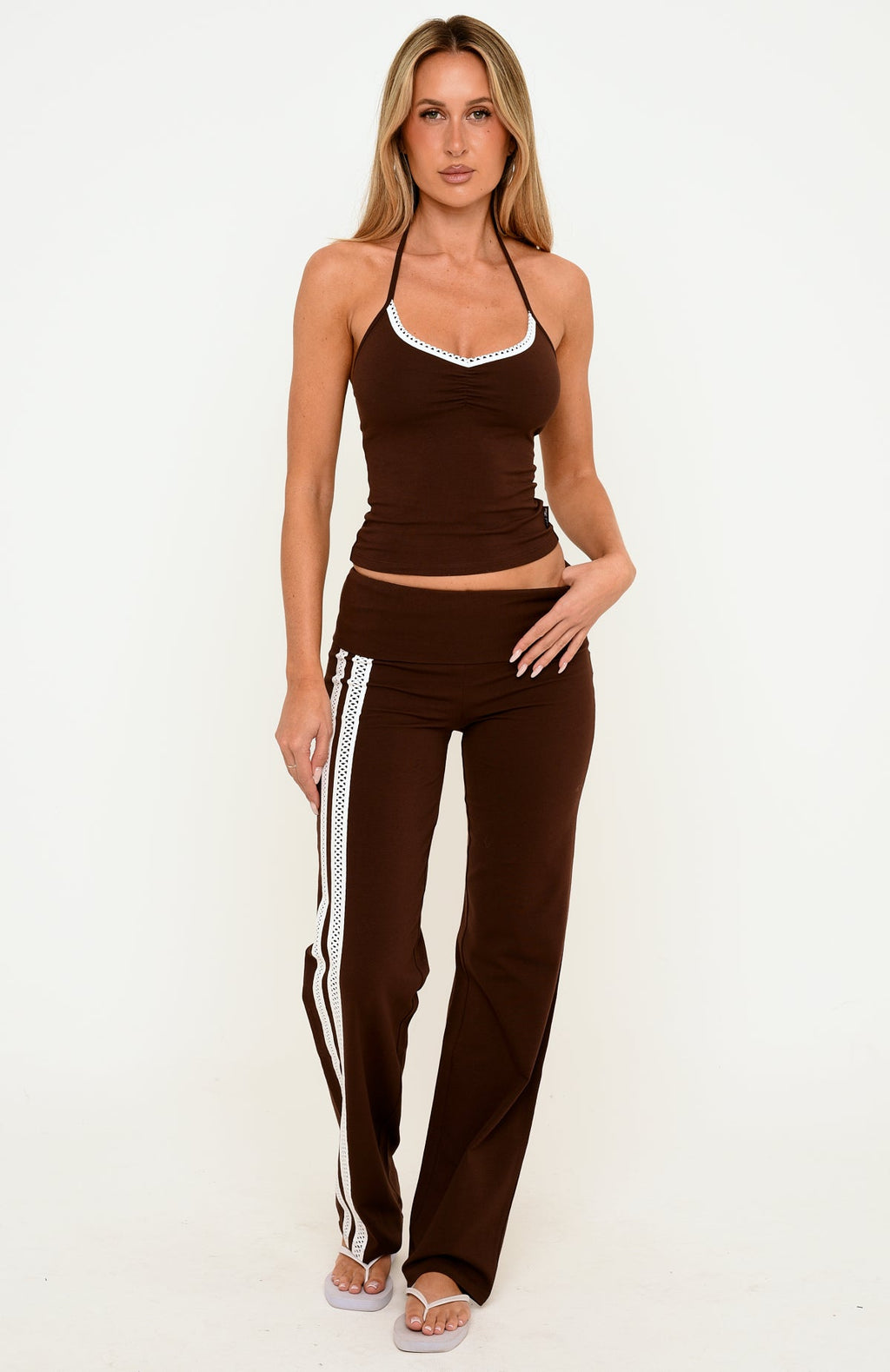 Wandering Off Halter Tank Top Chocolate
