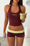 Most Likely Fold Over Booty Shorts Plum/Lime