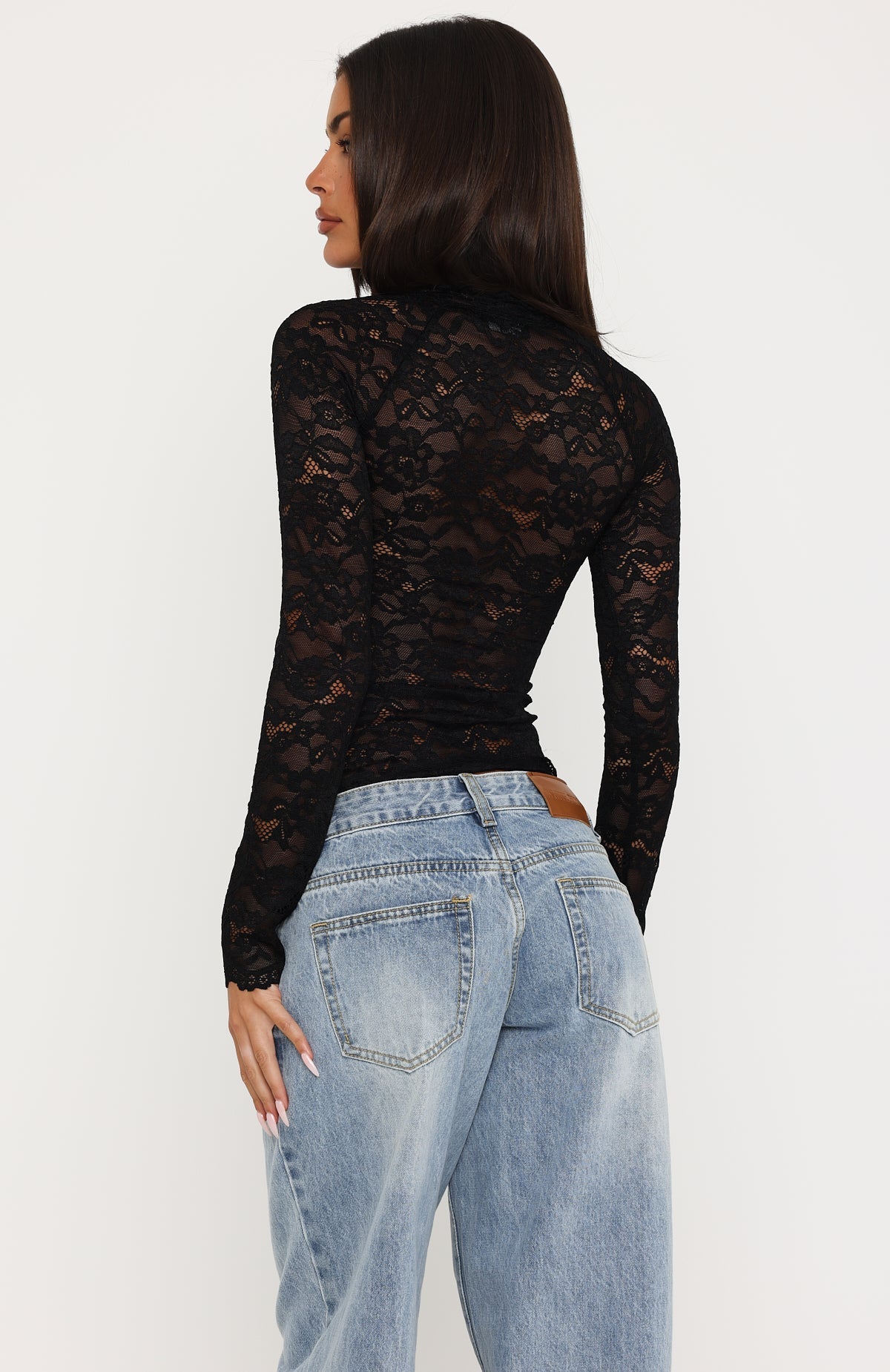 You Know I'm Yours Long Sleeve Lace Top Black